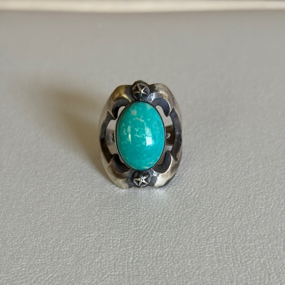 Native American Sterling Silver and Turquoise Ring size 9.5